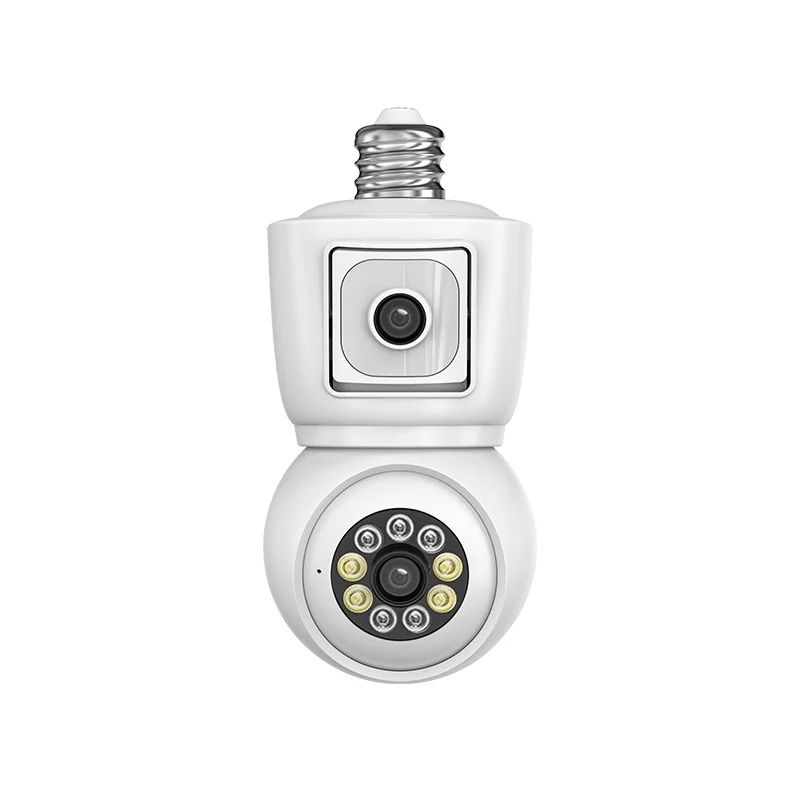 E27 Bulb WiFi Camera 2MP 3MP Dual Lens Dual Screen Auto Tracking Two Way Audio Color Night Vision Indoor Security Camera ICSEE