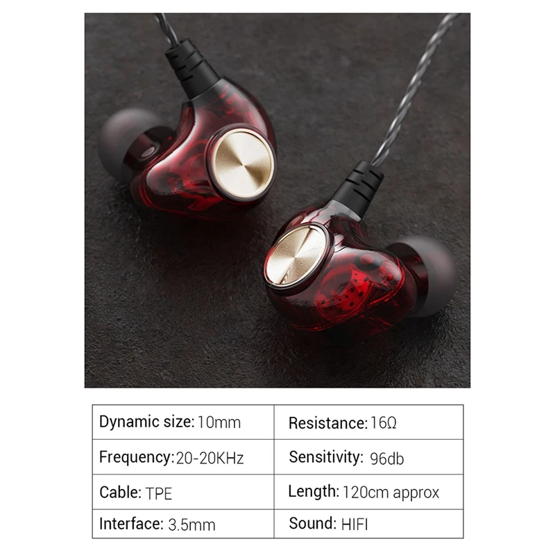 HIFI In-Ear Earphones Wired Headphones Sport Earphone 5D Stereo Surround Bass Headset Gaming Earbuds