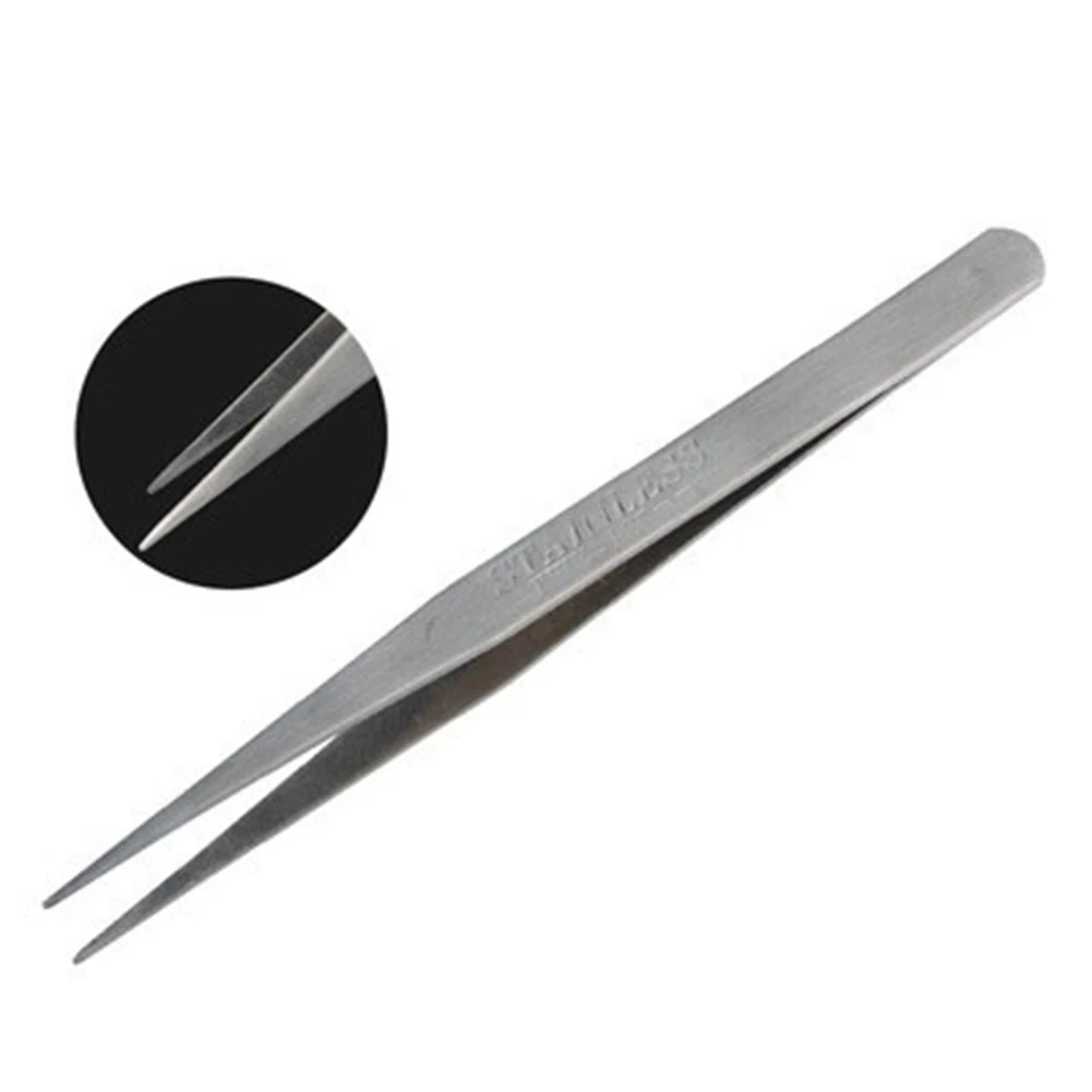 1pcs 100/125mm Stainless Steel Handmade Tweezers Straight Head Elbow Watch Precision Instruments Repair Hand Tools