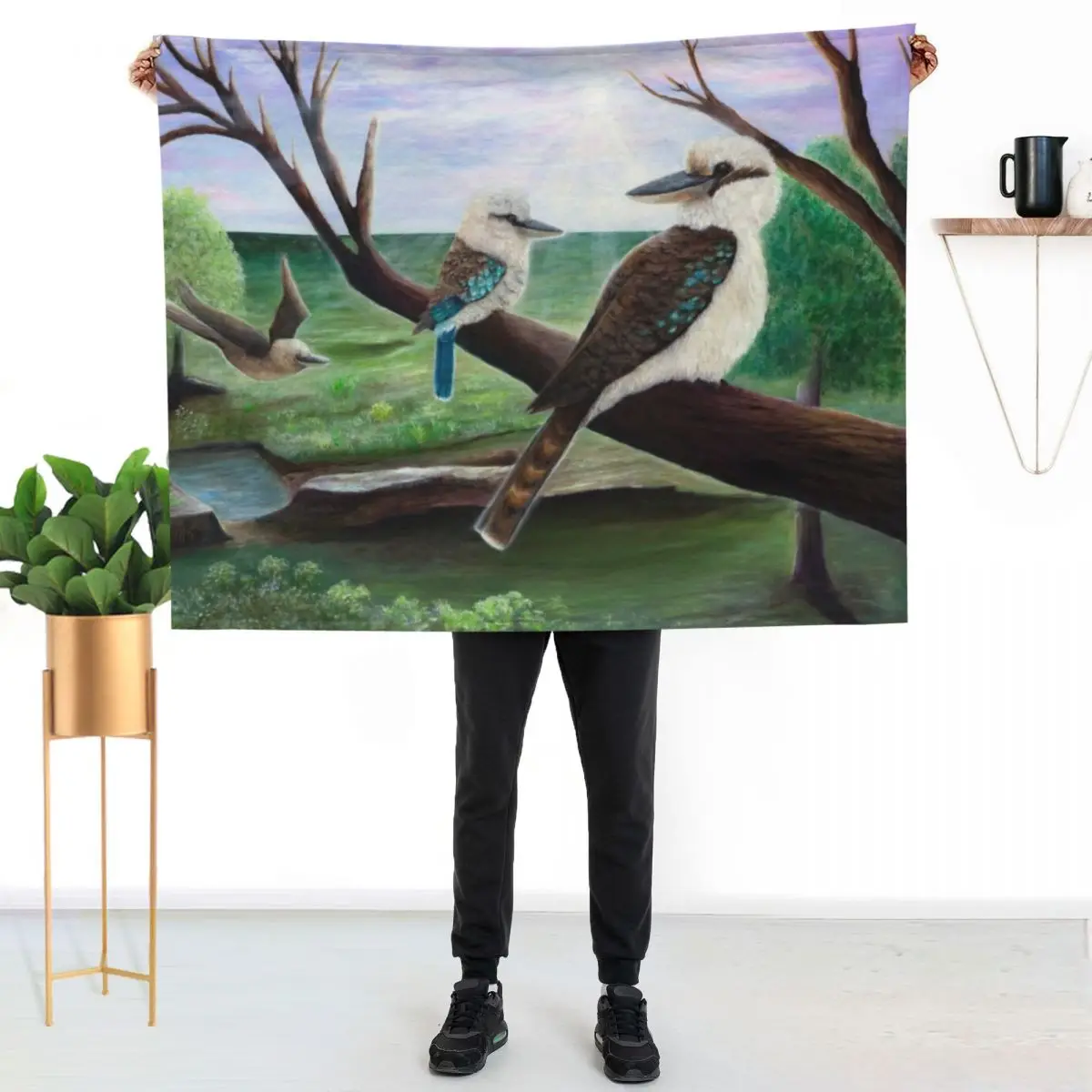 Kookaburra Haven Throw Blanket Beach blankets and throws Luxury Designer Luxury Thicken Thins blankets ands Blankets