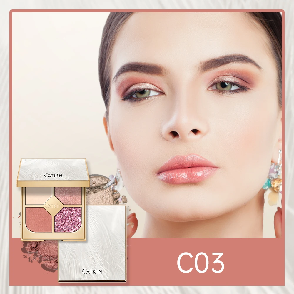 CATKIN Glit Quad Eyeshadow, High Pigmented and Matte Eyeshadow Palette, Shimmer Finishes