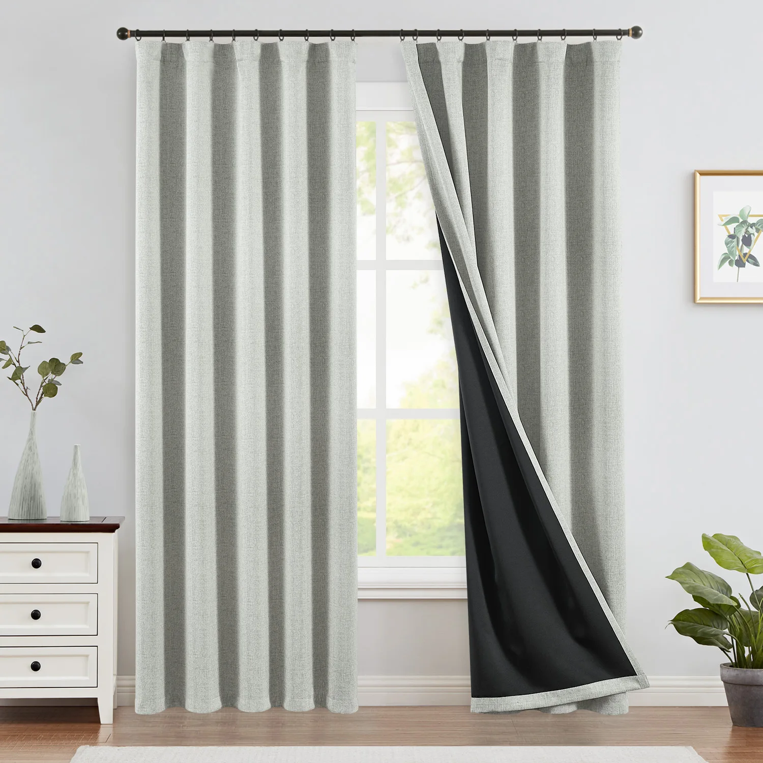 

1 panel Blackout Curtains for Bedroom Farmhouse Drapes Thermal Insulated 100% Full Light Blocking Curtains for Window