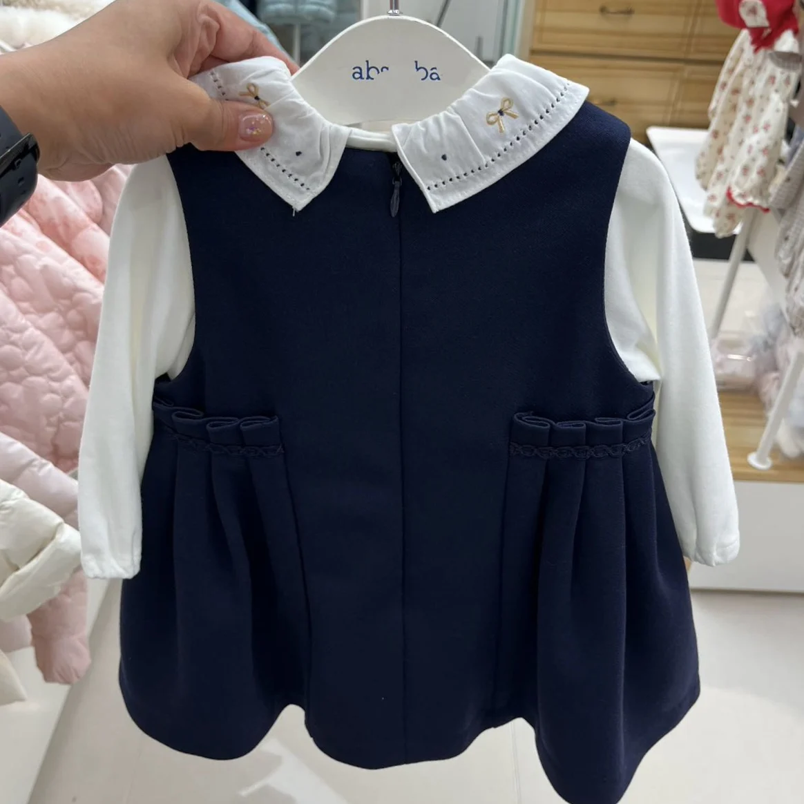 Princess Style Doll Collar Woolen Vest Dress Set Children's Clothing Autumn New Fashion Girl's Dress Casual Korean Version