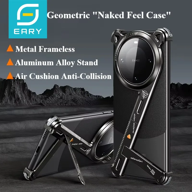 

Eary Metal Frameless Phone Case for Huawei Mate 70 Pro/Pro+ With Kickstand 110° Adjustable Shockproof Protective Cover Shells