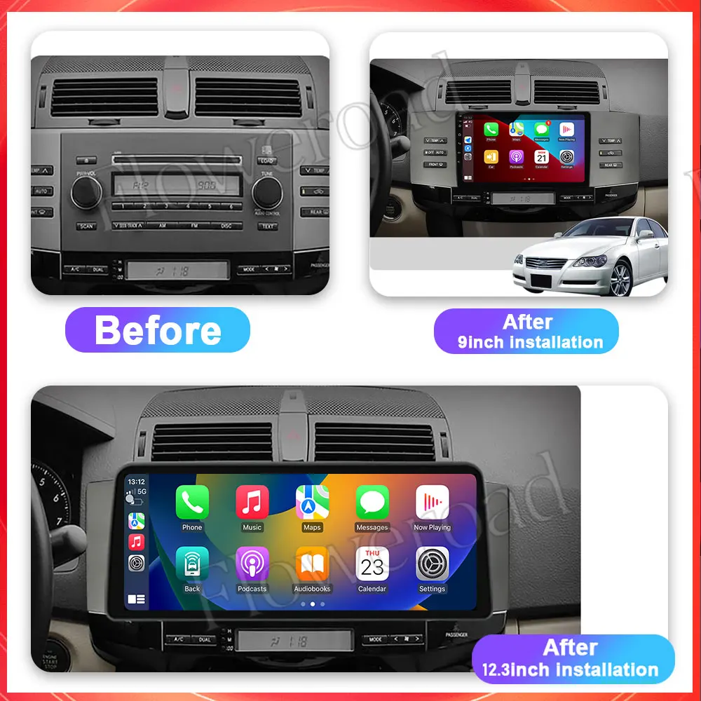 12.3 Inch For Toyota Mark X X120 1 2004 - 2009 Auto Multimedia Video Player Car Radio GPS Navigation Android All In One 2din BT