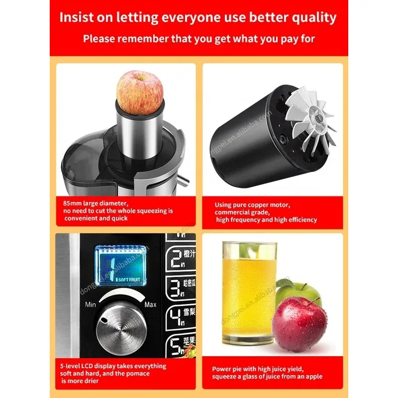 In Stock Big Mouth Cold Press Commercial Fruit Juice Extractor Vege Juice Multifunctional Slow Juicer