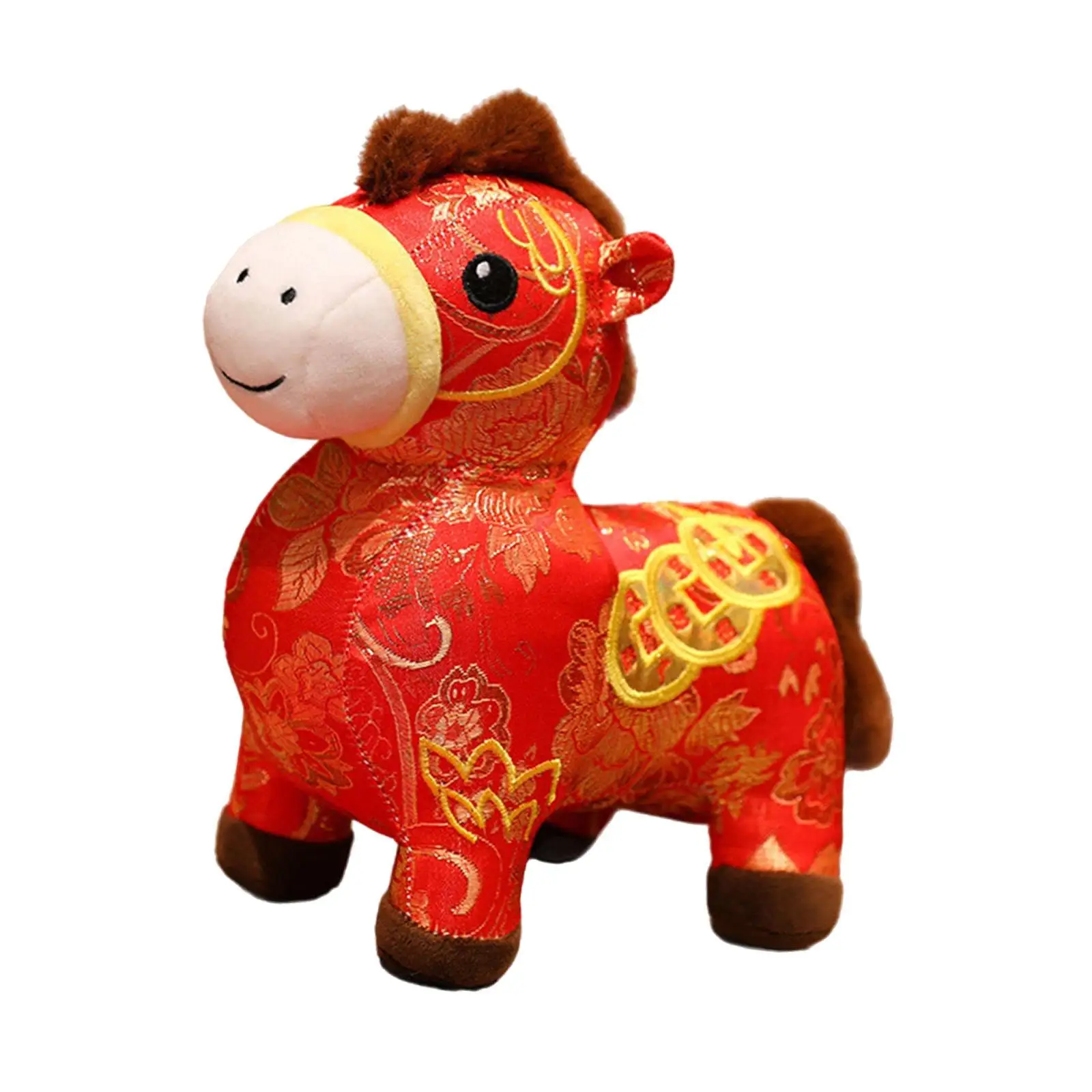 Plush Horse Stuffed Animal Realistic Plush Mascot Toy Ornament for Spring Festival Home Decor Gifts