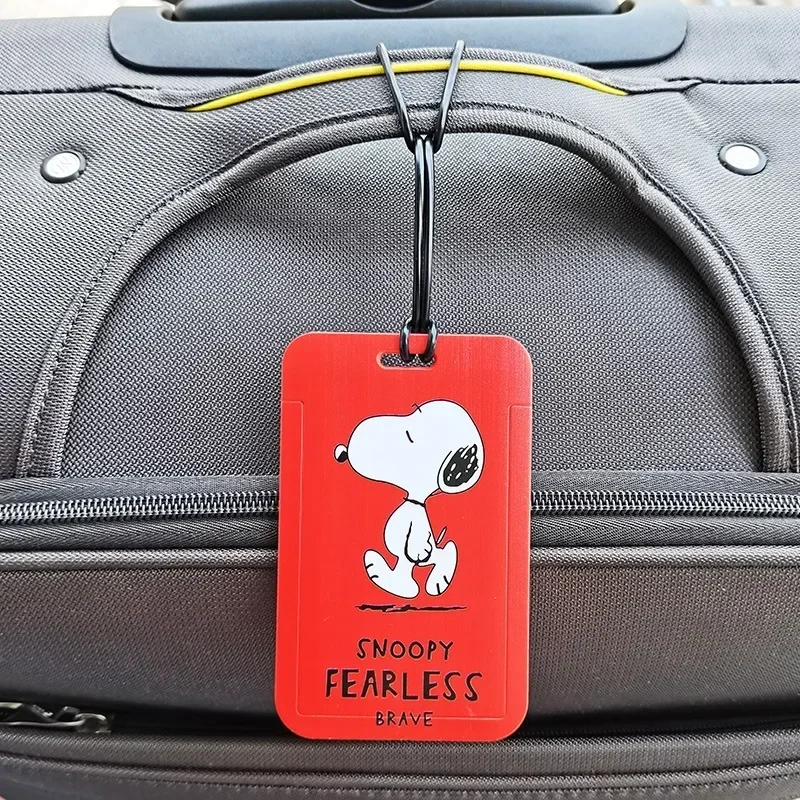 Kawaii Snoopy Portable Luggage Tag Cute Cartoon Identifier Label ID Name Travel Passport Card Baggage Board Tag for Kids Gifts