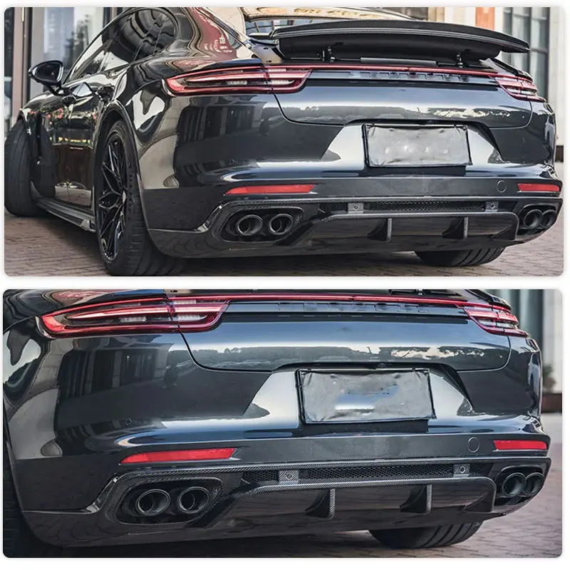 Carbon Fiber Car Rear Bumper Diffuser Spoiler For Porsche Panamera 971 2017 2018 2019 Auto Rear Apron Lip Splitters Body Kit