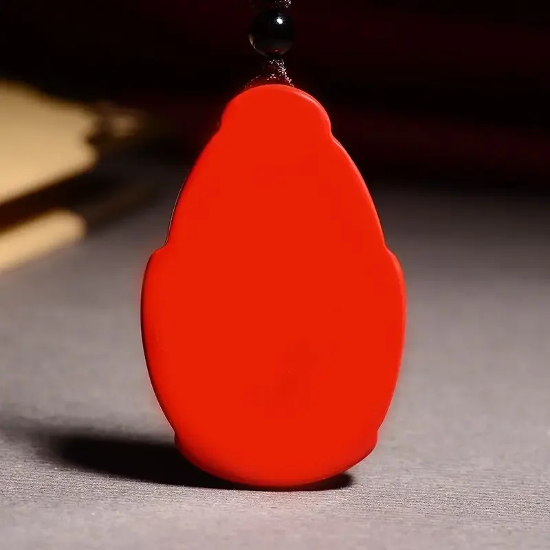 

Cinnabar Pendant Carving Guanyin Blessing Men's Pendant Bodhisattva Necklace Gift Lucky Benmingfo Red Charms High-grade Jewelry