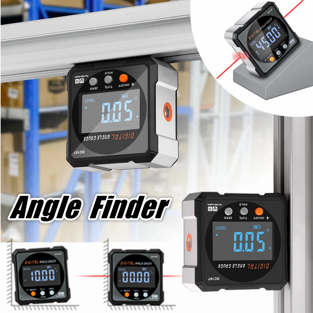 

Laser Digital Protractor Inclinometer Protractor Laser USB Inclinometer Level Angle Finder Goniometer Magnet Tilt Measuring Tool