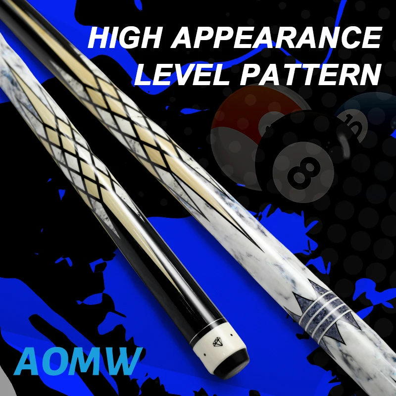 Half diamond head white and yellow pattern pool cue High appearance level white plastic interface maple cue for billiards lovers