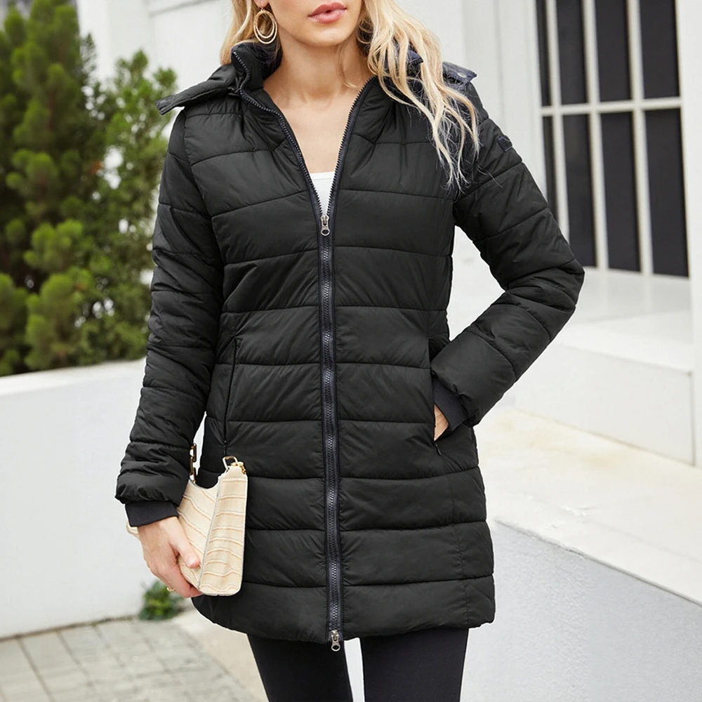 

Женская непромокаемая парка с хлопковой подкладкой и съемной шапкой с длинными рукавами, теплая осенне-зимняя верхняя одежда