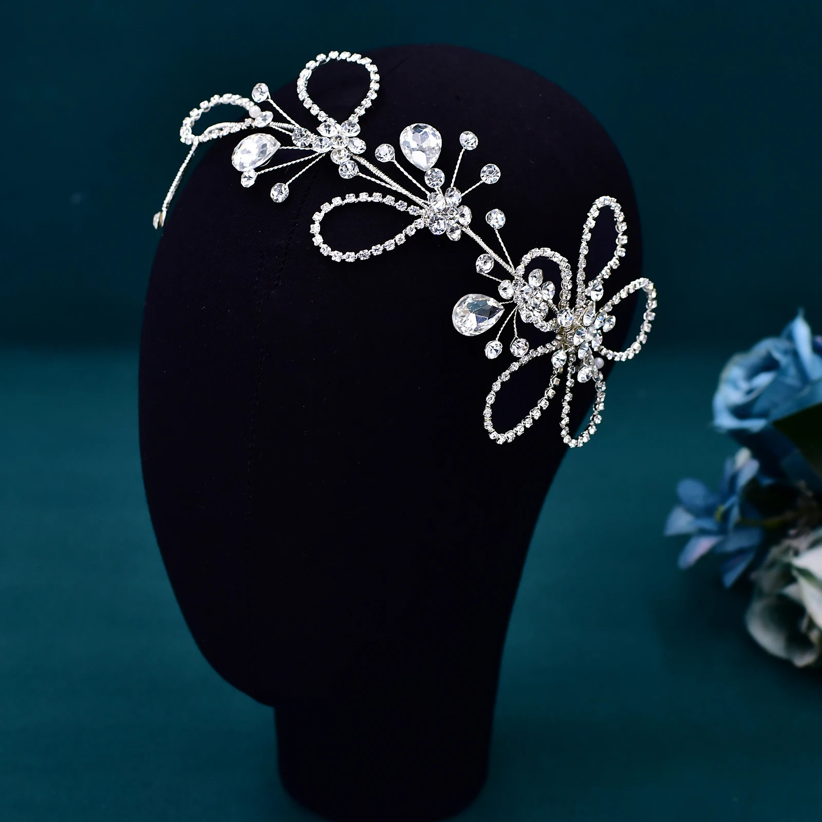 Floral Rhinestone Wedding Hairband Bridal Headband Bridesmaid Headwear Banquet Party Jewelry Women Hair Accessories HP574