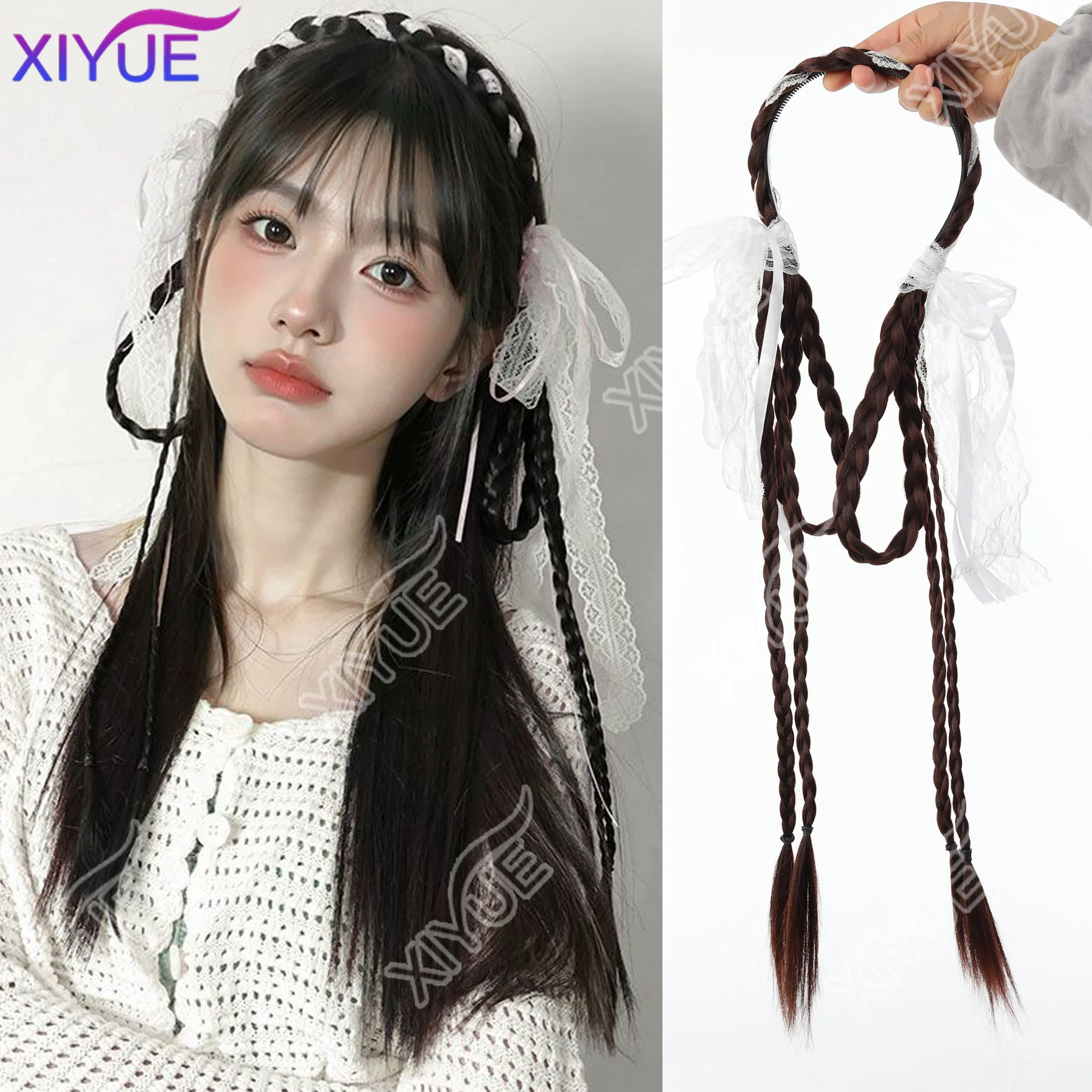 

XIYUE synthetic Fashion Fishbone Braided Headband Synthetic Wig braid headband playful hair decoration hair compression headband
