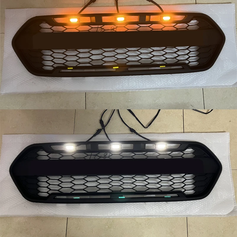 

Светодиодные передние решетки для Transit Custom 2018 2019 2020 2021, стиль Raptor, сотовый радиатор, гоночная решетка, бампер, маска, европейская версия