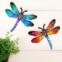 1Pc/2Pcs, Vibrant Colors Metal Dragonfly Outdoor Wall Art, Rust-Resistant Outdoor Garden Decor, Mother's Day Gift