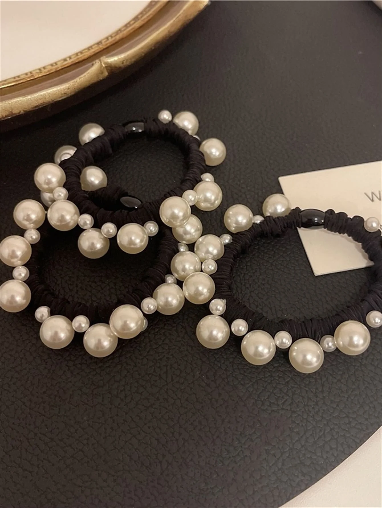 2-piece set of new headbands, simple imitation pearl hair rings, large intestine rings, temperament, high elastic hair ropes