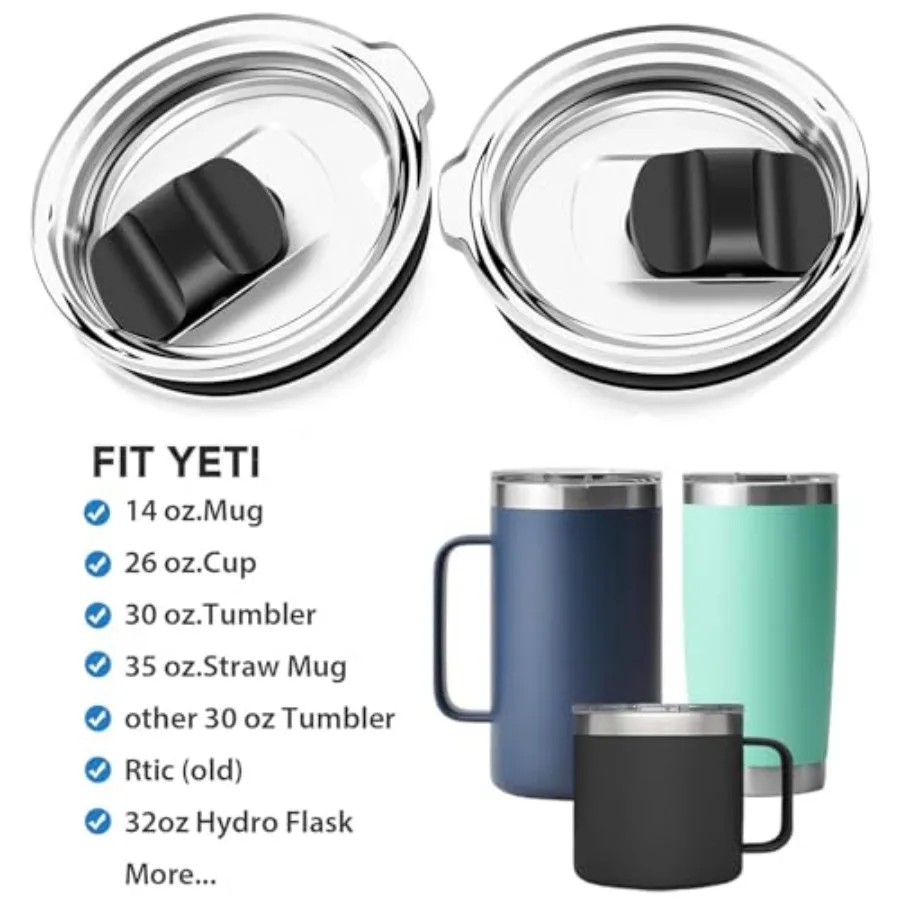 2 عبوة من أغطية بهلوان مغناطيسية سعة 30 أونصة للاستبدال مناسبة لـ Rambler 30 32 أونصة بهلوان 14 أونصة كوب 35 أونصة كوب من القش Spill Proo