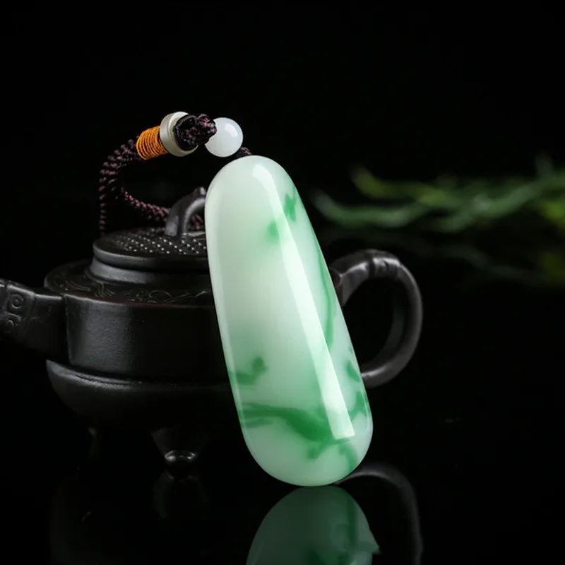 Xinjiang Gobi Jade Natural Green and White Rough Stone Hand Play Pieces Floating Emerald Jade Pendant Jewelry