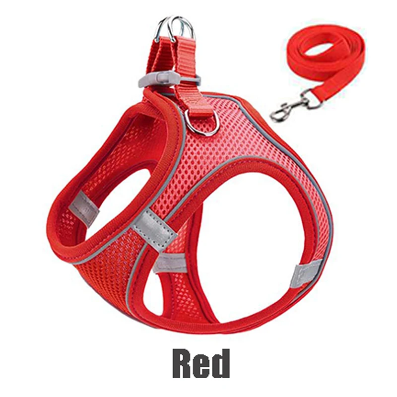 Reflective Pet Harness And Leash Set Adjustable Breathable Vest_voghion.com