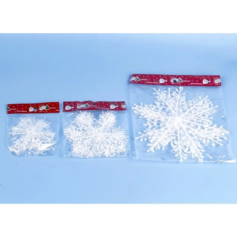 3pcs/set Plastic White Snowflakes Christmas Ornaments Xmas Tree Hanging Pendant Artificial Snow Flake Home DIY Wreath Decoration