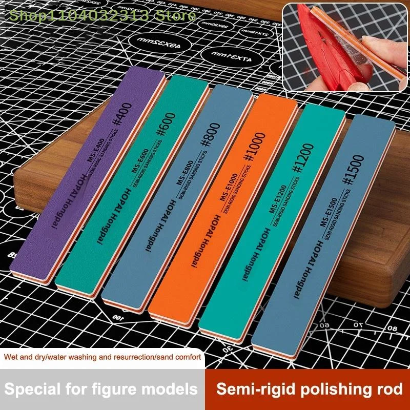 6/12Pcs Multi-Mesh Plastic Model Build Grinding Wet/Dry Sandpaper And Sponge Set Heavy Duty #400 To #1500 Mesh And Polishing Kit