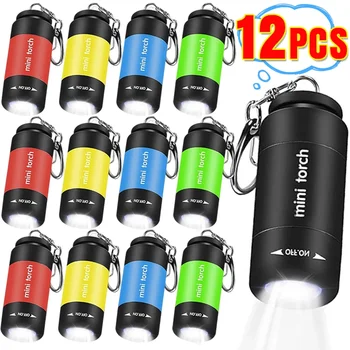 12-1 Stück Mini Schlüssel bund Taschenlampe tragbare USB wiederauf ladbare LED Taschenlampe Tasche Licht wasserdichte Outdoor-Camping Not beleuchtung
