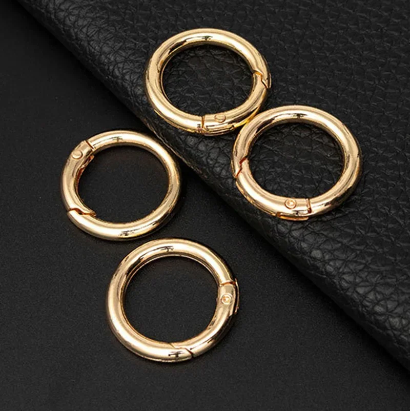 10pcs Metal O Ring Spring Clasps for DIY Jewelry Openable Round Carabiner Keychain Bag Clips Hook Dog Chain Buckles Connector