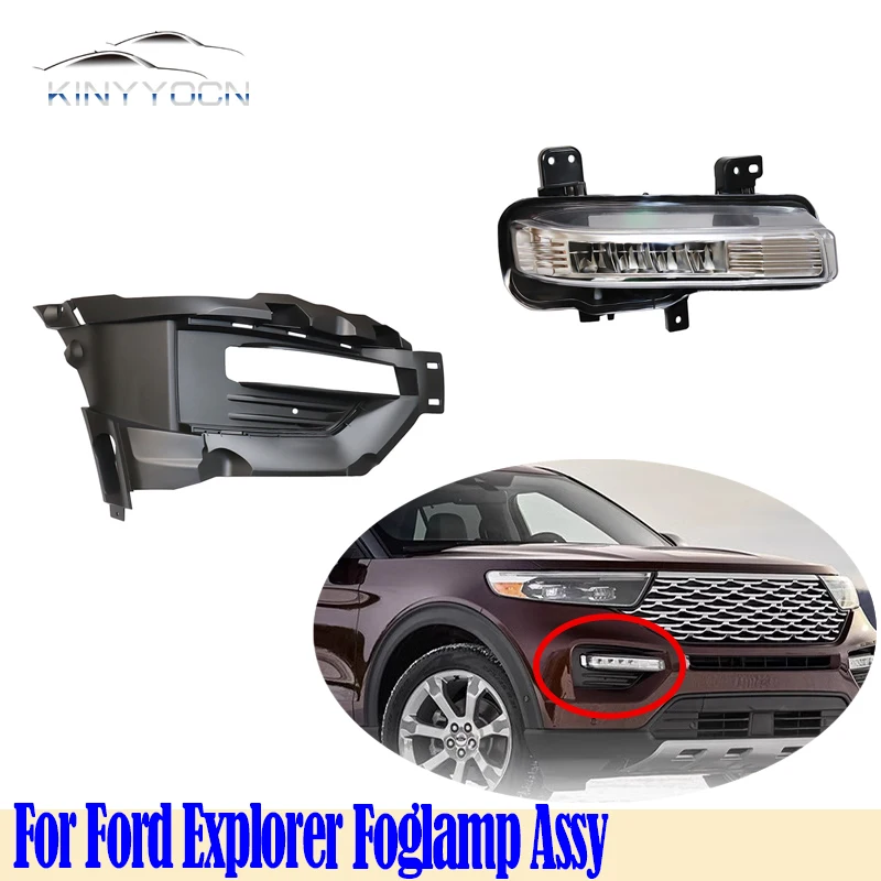 For Ford Explorer  2020 21 22 Front Bumper Fog Light Foglight Fog Lamp Foglamp DRL Day Running Lamp Headlamp