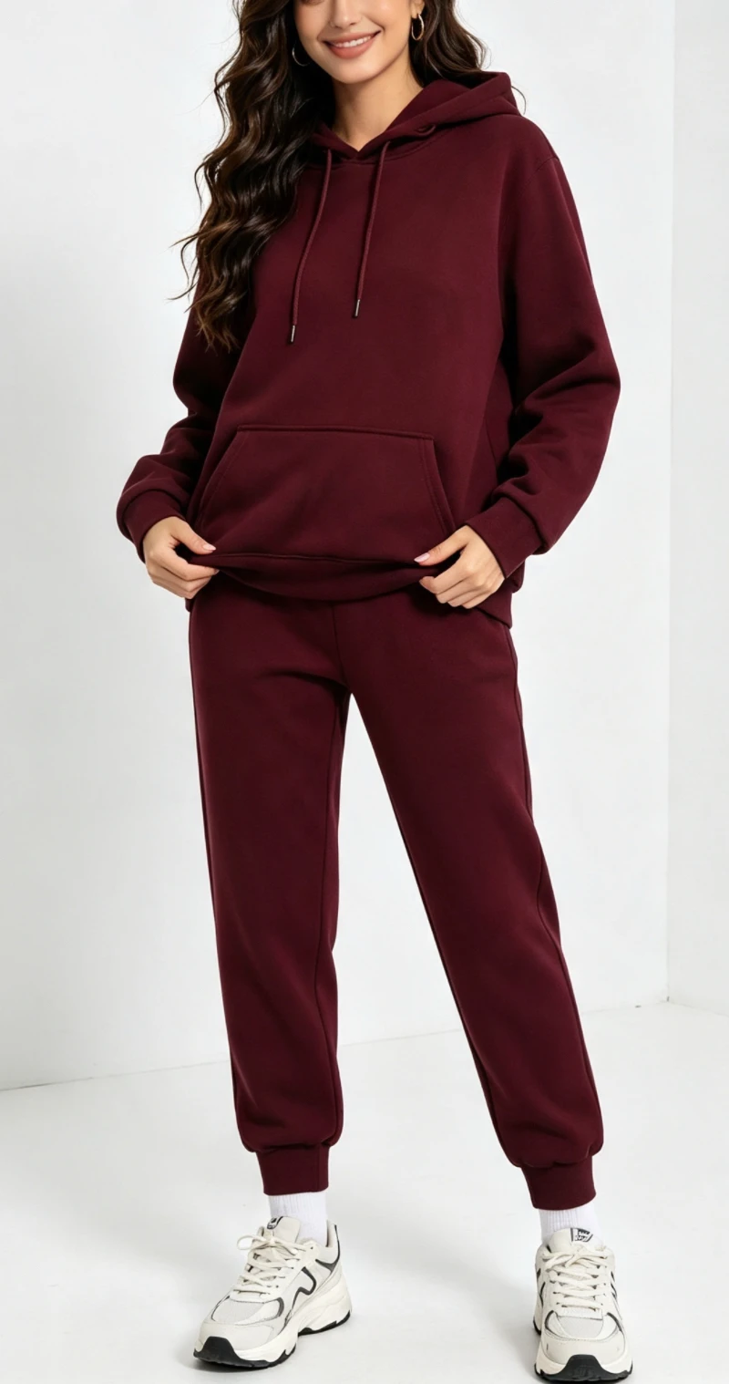 Autumn and Winter Women's Hoodie Sweater Pants Set Loose Casual Sports Two-piece Casual Street-style Wear view 2