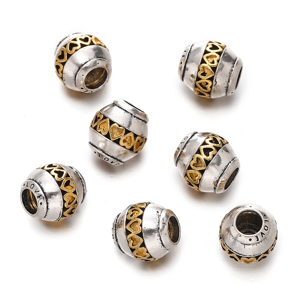 5 teile/los Runde Zylinder Nepalesischen Buddhistischen Tibetischen Silber/Gold Farbe Metall Lose Perlen Für Schmuck Machen DIY Armband