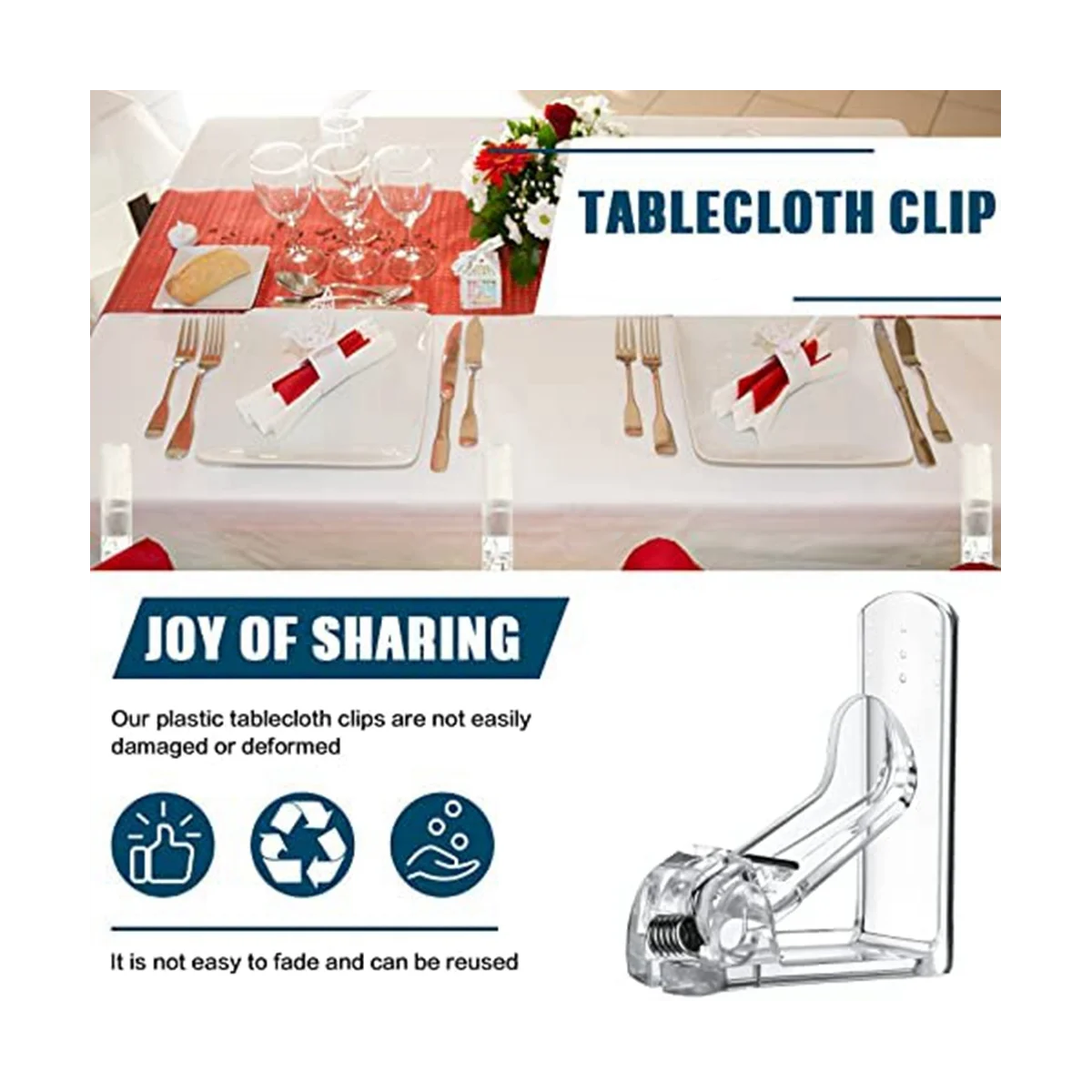 Clear Tablecloth Clips Plastic Table Cloth Clips for Hom Picnic Dinging Room Indoor and Outdoor Party Tablecloth Fix C