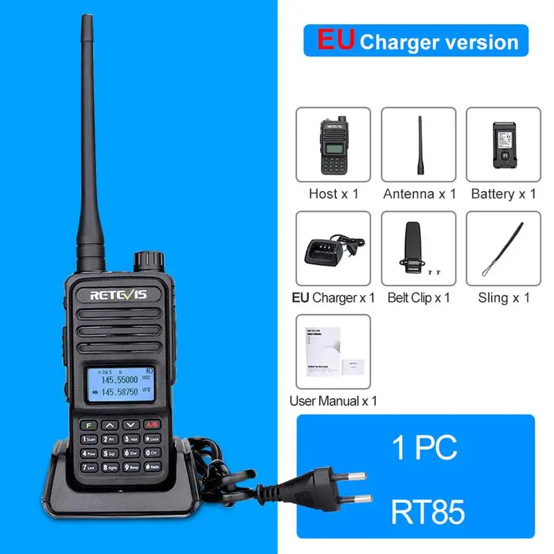 New! Walkie Talkie RT85 Ham Two-way Radio Stations 5W Walkie-talkies VHF UHF Dual Band Amateur Portable Radio UV88 uv88