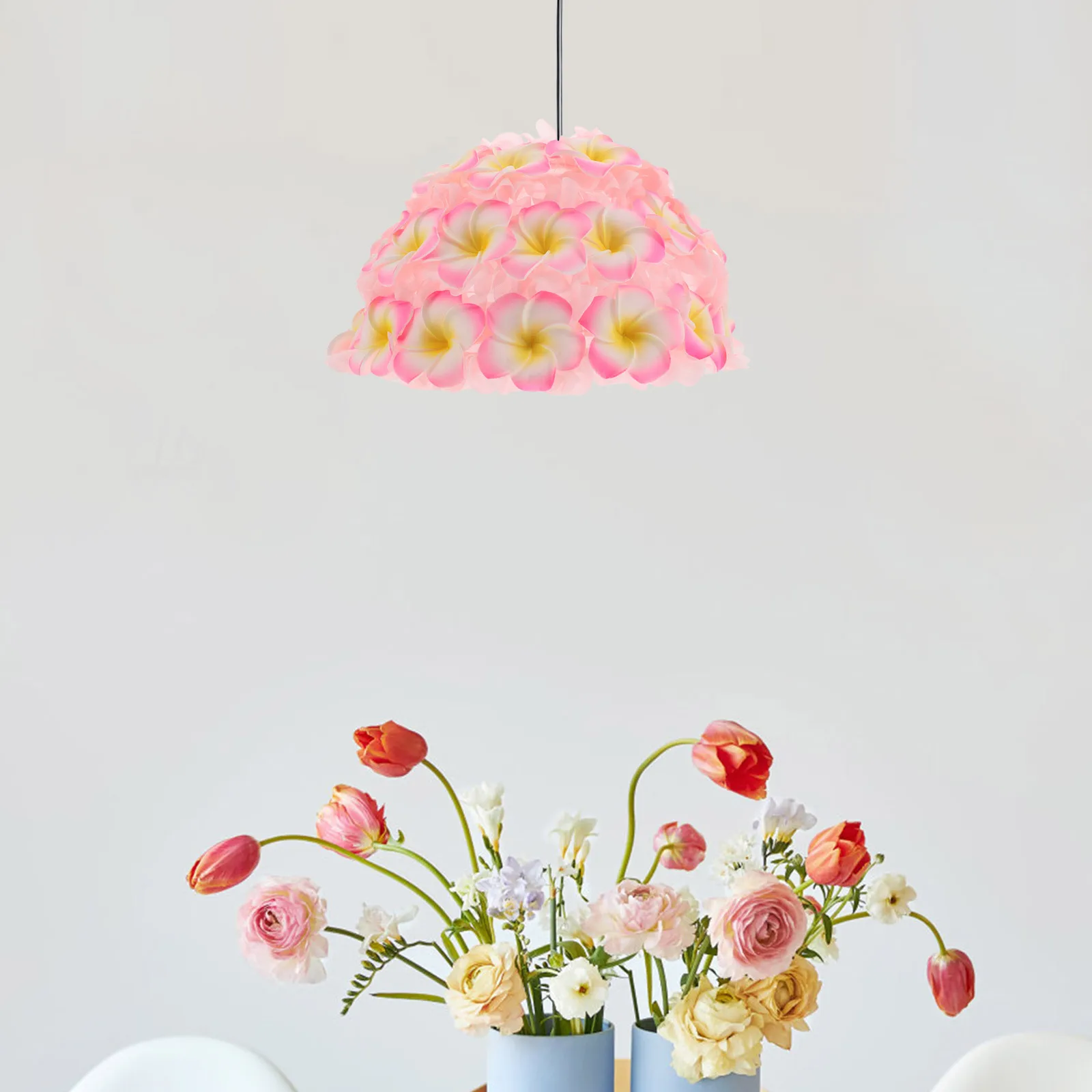 

Fabric Plumeria Flower Lampshade Modern E27 3D Soft Tropical Hawaiian Style Ceiling Shade for Living Room Bedroom Lighting