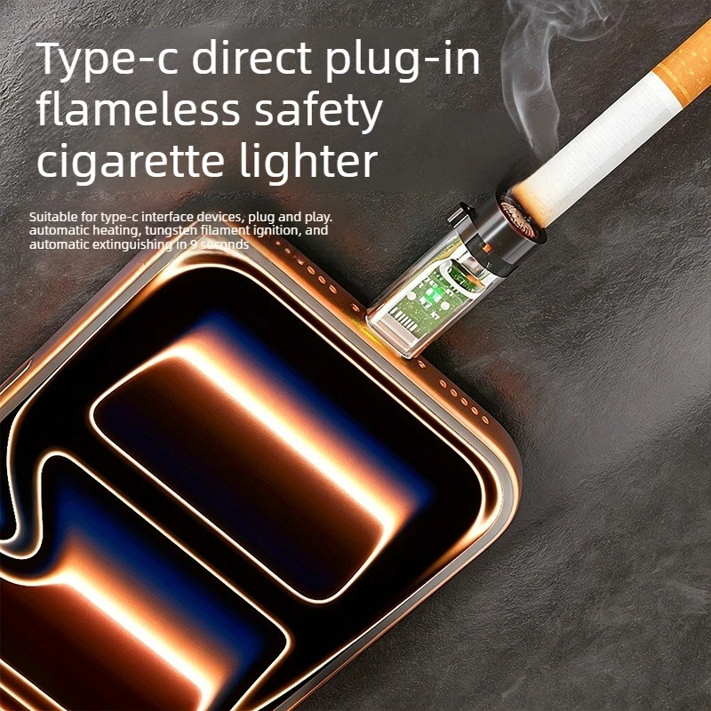 Compact Portable Type-C Mobile Cigarette Lighter Outdoor Accessory Flame-Free Direct Heating