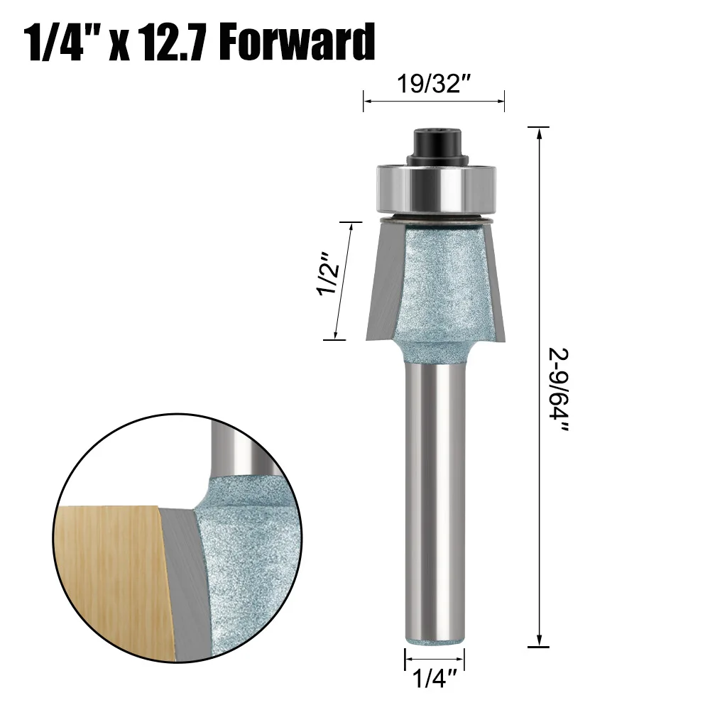 6mm 1/4′′ Shank 8 Degree Bevel Edging Knife 2 Edge Bevel Edging Knife Edge Sealing Machine Tool Forward Reverse Head Chamfer