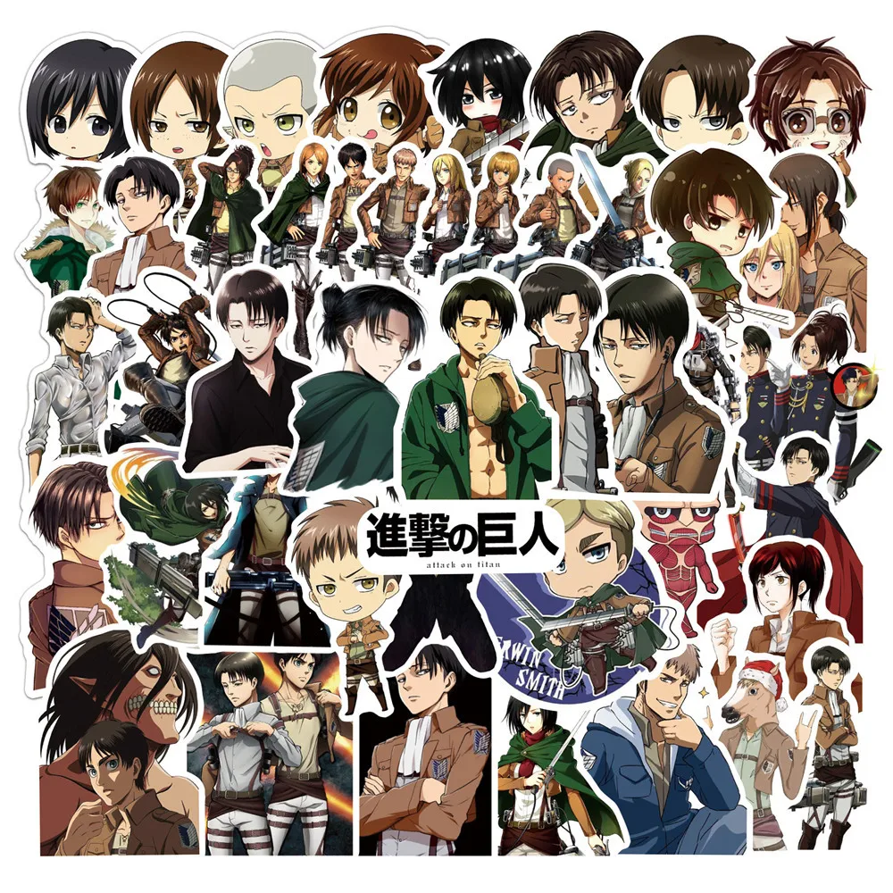 50Pcs Attack on Titan Stickers Eren Jaeger Graffiti Stickers Luggage Laptop Waterproof Stickers