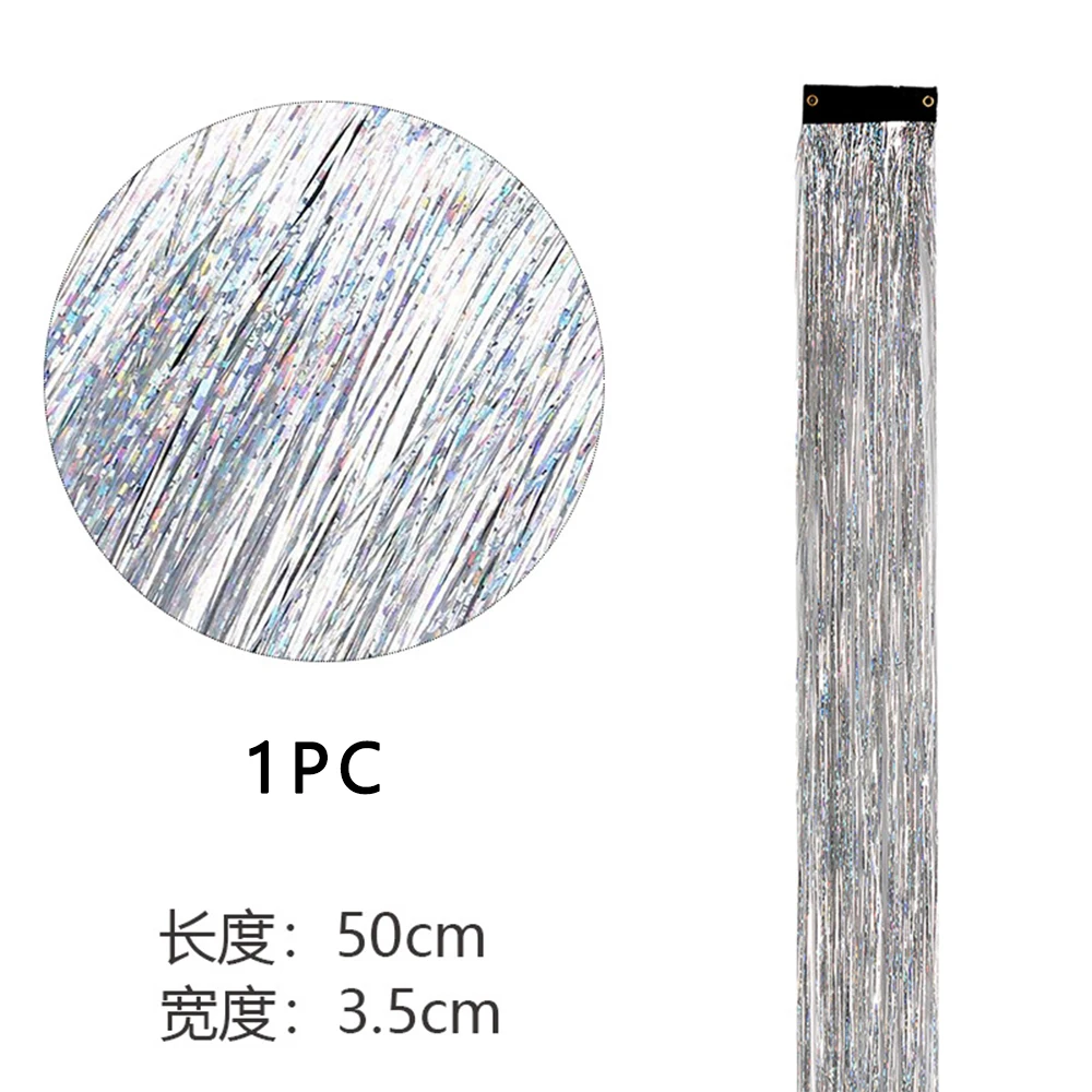 Sparkle Shiny Hair Tinsel Rainbow Silk Hair Extensions Dazzles Women Hippie for Braiding Headdress Long 120cm 150 Strands/bag