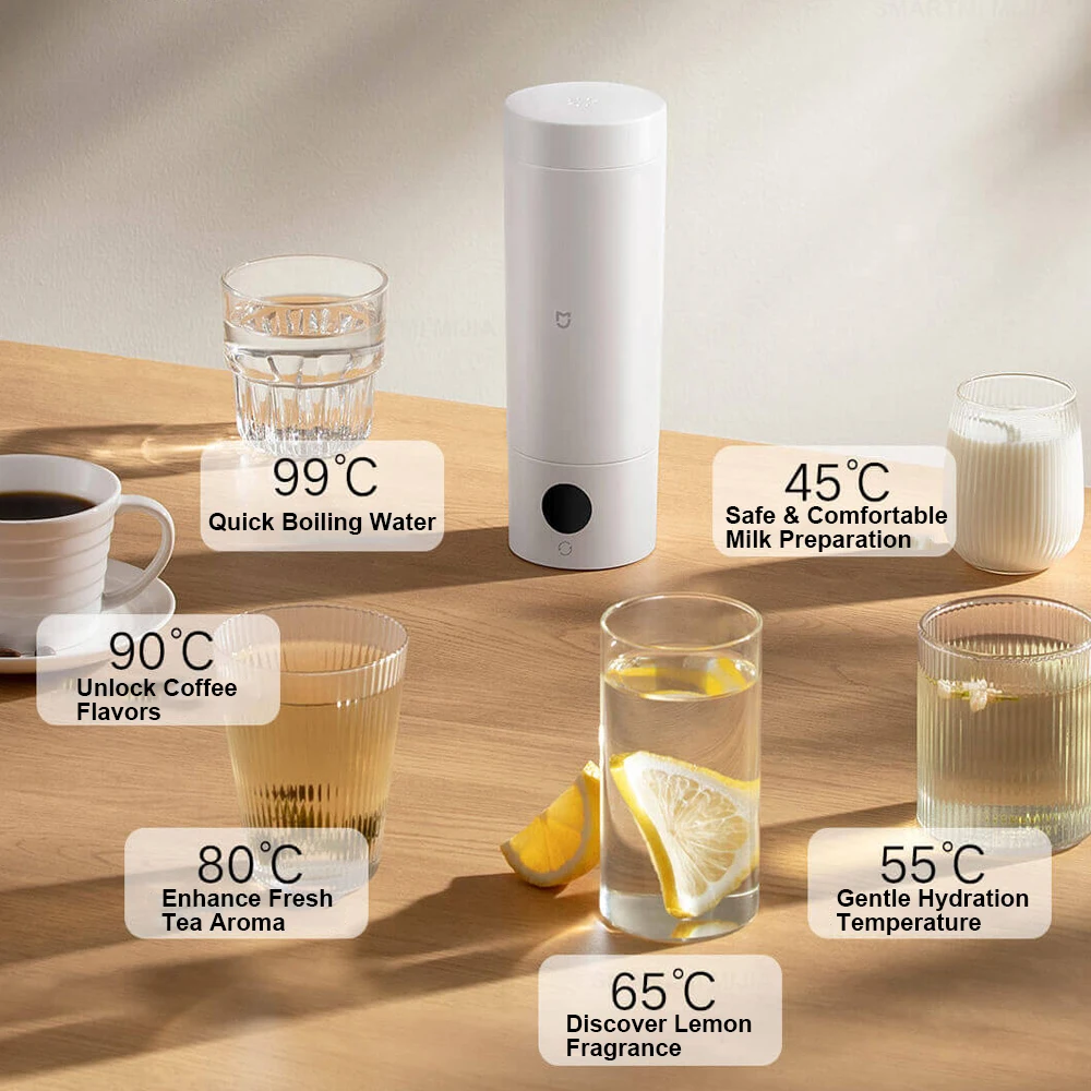 XIAOMI MIJIA Tragbarer elektrischer Heizbecher 2, neue verbesserte Version, LED-Bildschirm, Wasserkocher, chinesische Version mit Adapter