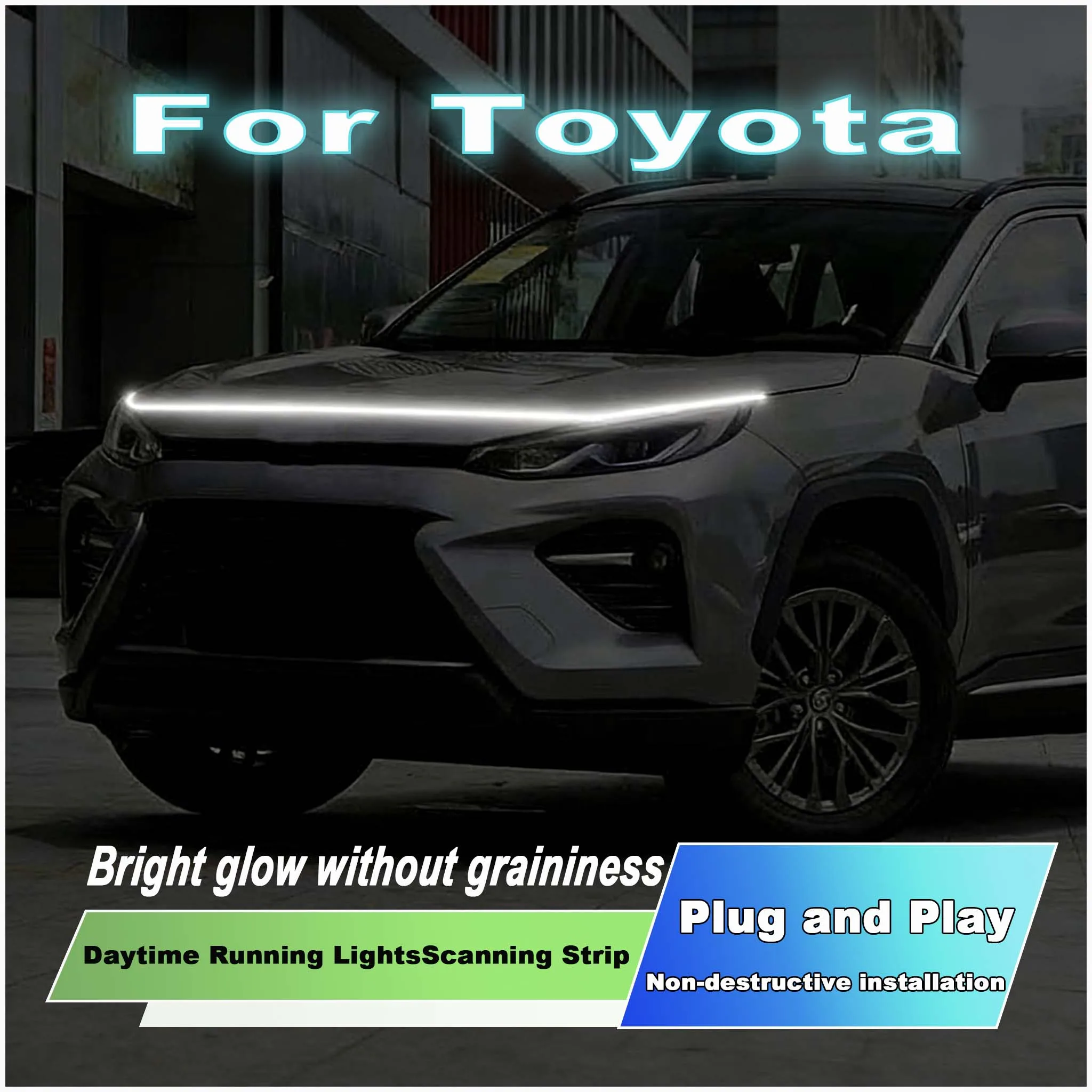 For Toyota RAV4 Levin C-HR Highlander Newly upgrade LED Daytime Running Light Scan Starting Car Hood DRL Guide Decorative 12V