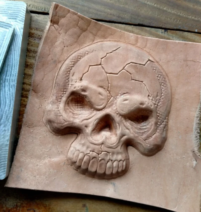 Hand-work unique design tools-Leather shaping mould-Handcrafted leather tools -Skull 3D three-dimensional modeling mold