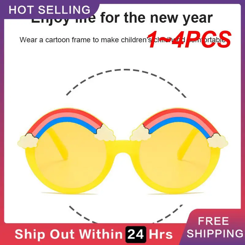 1~4PCS Rainbow Glasses Creative Pc Sunglasses Lentes De Sol Mujer Children Sunshade Sunglasses Anti-ultraviolet Round