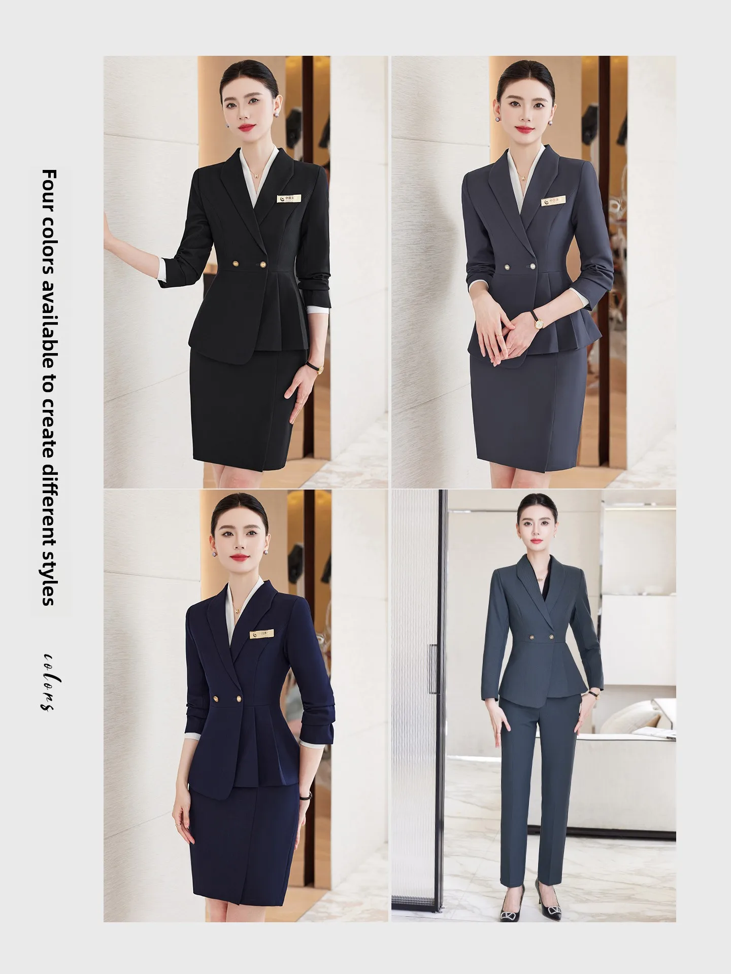 Gray Long Sleeve Suit Jacket Women's Spring Autumn New Style Beauty Salon Jewelry Sales Work Uniform Set Stylish Professional...