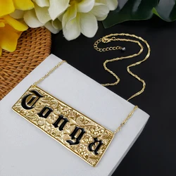 3D personalized custom nameplate unique fashionable gold pendant stainless steel necklace women's and men's jewelry