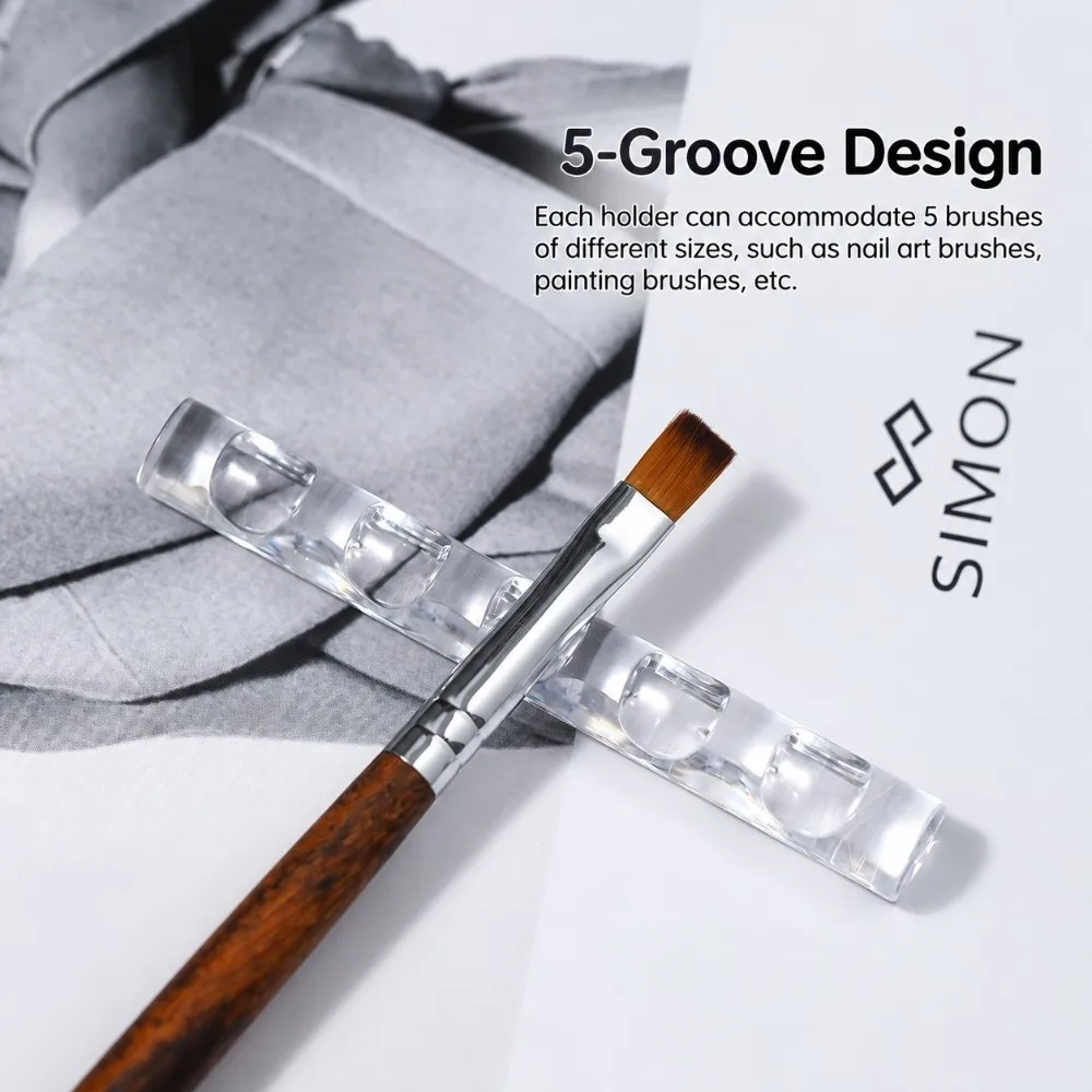 5 Grids Nail Brush Rack Acrylic Multi-Functional Acrylic Brush Holder Portable Brush Display Shelf for Manicure Tools