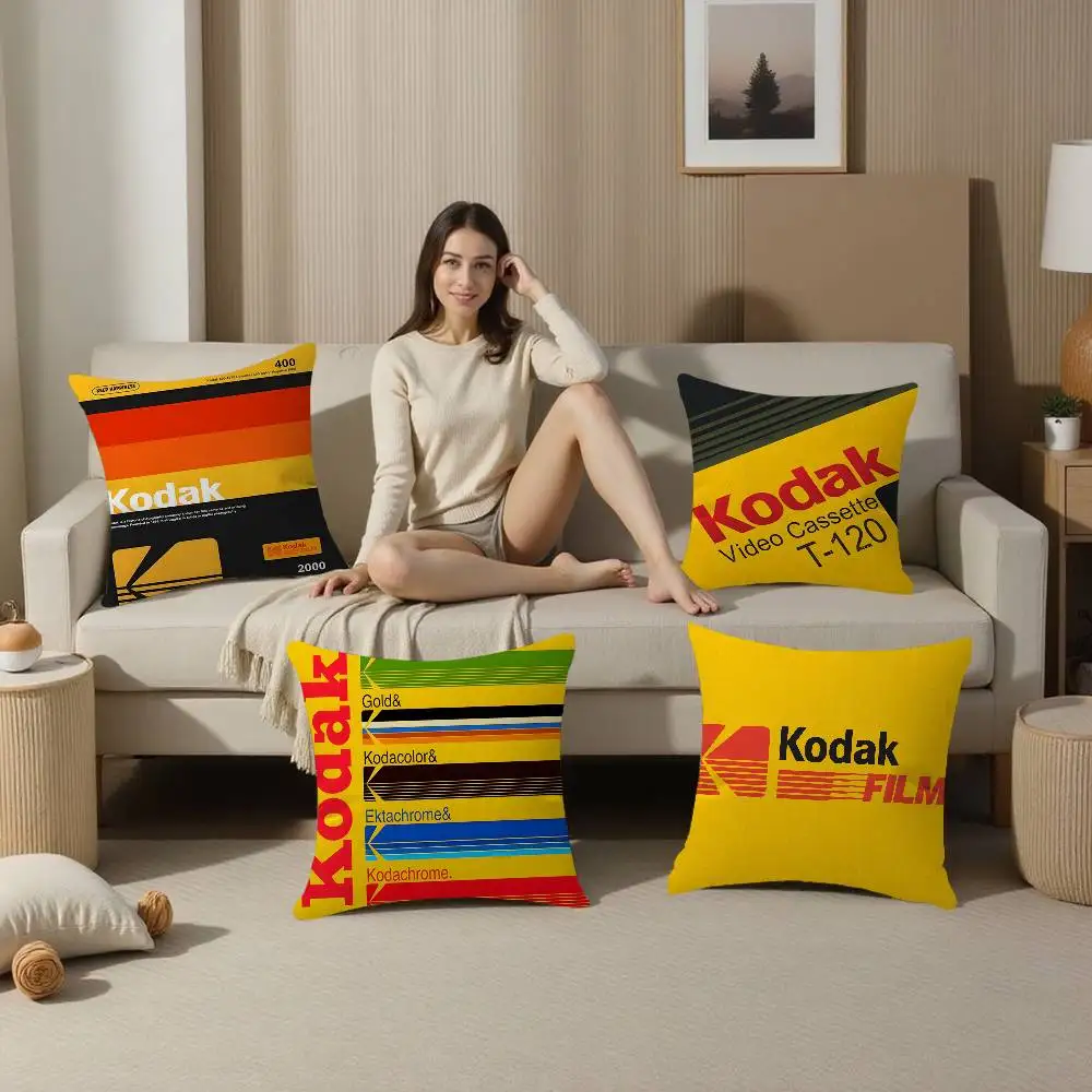 K-Kodak Camera Brand Pillow Covers Cartoon Sofa Decorative Home Double-sided Printing Short Plush Cute Cushion Cover