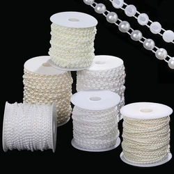 1/5M Flat ABS Ribbon Pearl Decorations Resin Laces for Jewelry Making Sew/Glue Crafts Pearl Chain For Clothing Dress Accessories