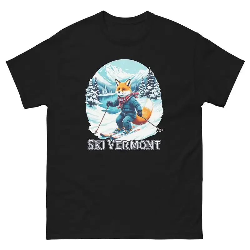 Ski Vermont Fox Skiing Skier Animal T Shirt