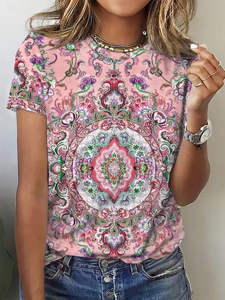 Women's Plus Size 3D Printed Short Sleeved T-shirt,loose and Casual,soft,comfortable and Breathable, Suitable for Outdoor Sports